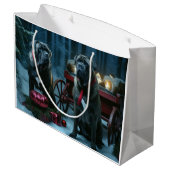 Cane Corso Snowy Sleigh Kerst Decor Groot Cadeauzakje (Achterkant Gekanteld)