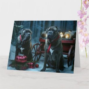 Cane Corso Snowy Sleigh Kerst Decor Kaart