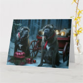 Cane Corso Snowy Sleigh Kerst Decor Kaart (Gele Bloem)