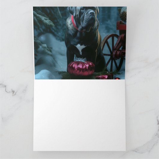 Cane Corso Snowy Sleigh Kerst Decor Kaart (Binnen)