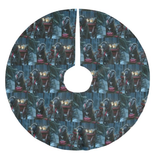 Cane Corso Snowy Sleigh Kerst Decor Kerstboom Rok (Voorkant)