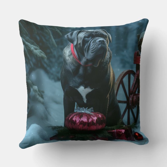 Cane Corso Snowy Sleigh Kerst Decor Kussen (Achterkant)