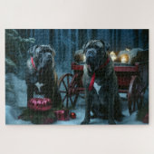 Cane Corso Snowy Sleigh Kerst Decor Legpuzzel (Horizontaal)