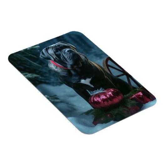 Cane Corso Snowy Sleigh Kerst Decor Magneet (Rechterzijde)