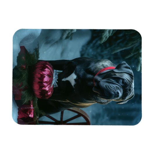 Cane Corso Snowy Sleigh Kerst Decor Magneet (Horizontaal)