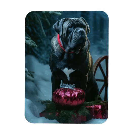 Cane Corso Snowy Sleigh Kerst Decor Magneet (Verticaal)