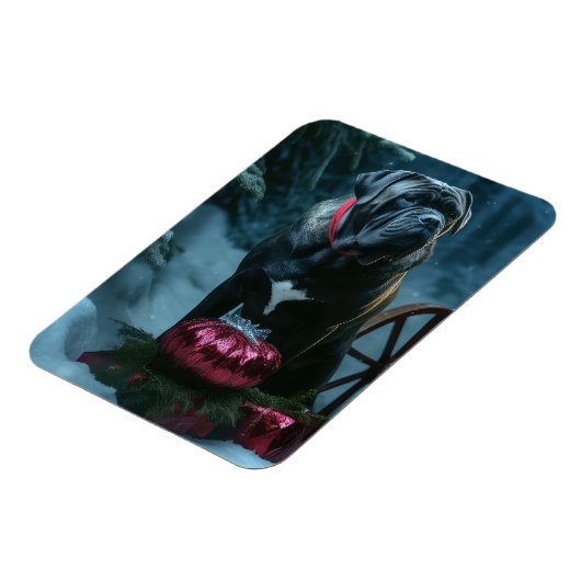 Cane Corso Snowy Sleigh Kerst Decor Magneet (Linkerzijde)