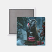 Cane Corso Snowy Sleigh Kerst Decor Magneet (Voorkant / Achterkant)