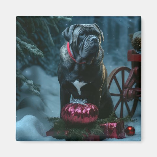 Cane Corso Snowy Sleigh Kerst Decor Magneet (Voorkant)