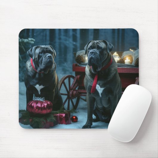 Cane Corso Snowy Sleigh Kerst Decor Muismat (Met muis)