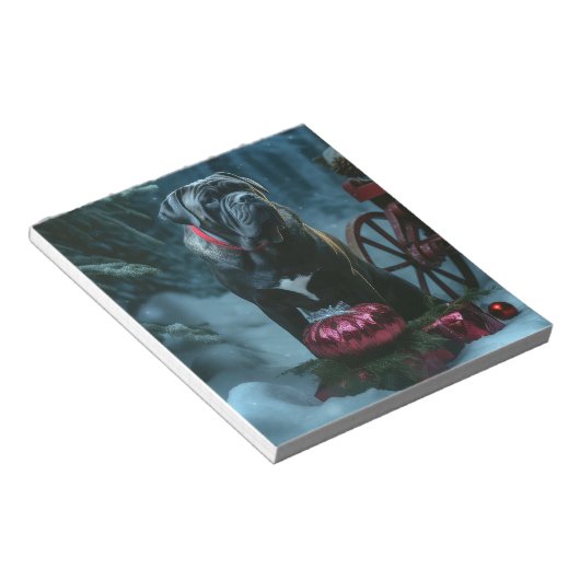 Cane Corso Snowy Sleigh Kerst Decor Notitieblok (Schuin)