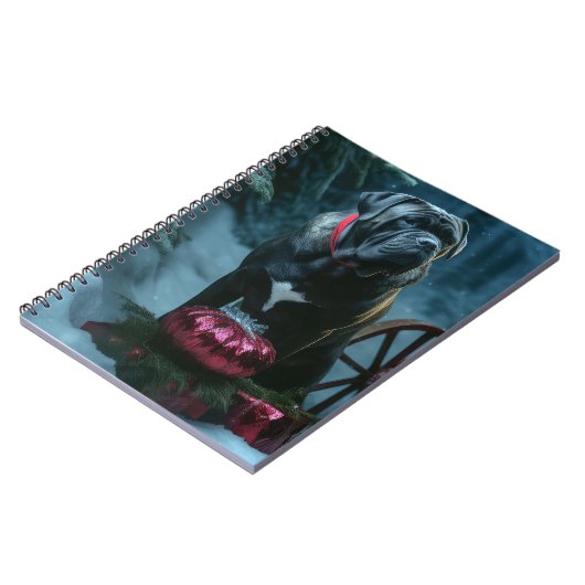 Cane Corso Snowy Sleigh Kerst Decor Notitieboek (Linkerzijde)