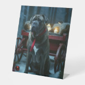 Cane Corso Snowy Sleigh Kerst Decor Reclamebord Met Voetstuk (Voorkant)