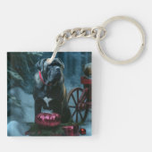 Cane Corso Snowy Sleigh Kerst Decor Sleutelhanger (Achterkant)