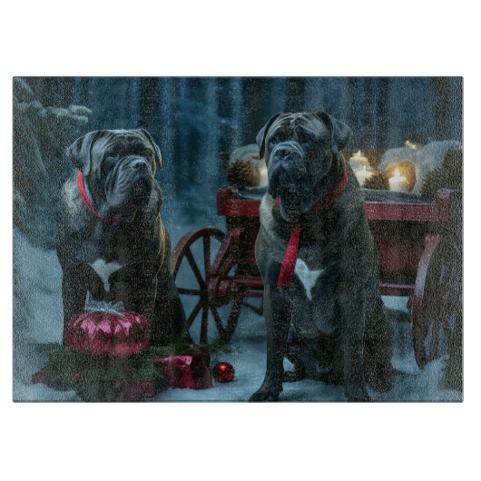 Cane Corso Snowy Sleigh Kerst Decor Snijplank (Voorkant)