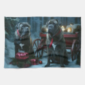 Cane Corso Snowy Sleigh Kerst Decor Theedoek (Horizontaal)