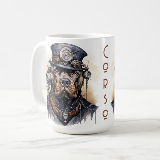 Cane Corso Steampunk Hond Koffiemok (Voorkant links)