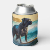 Cane Corso strand surfen schilderij Blikjeskoeler (Blikje Voorkant)