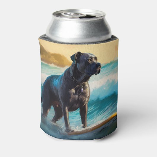 Cane Corso strand surfen schilderij Blikjeskoeler (Blikje Achterkant)