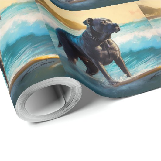 Cane Corso strand surfen schilderij Cadeaupapier (Rol Hoek)