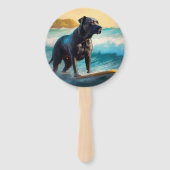 Cane Corso strand surfen schilderij Handwaaier (Achterkant)