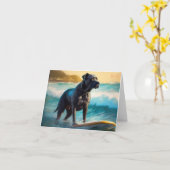Cane Corso strand surfen schilderij Kaart (Gele Bloem)