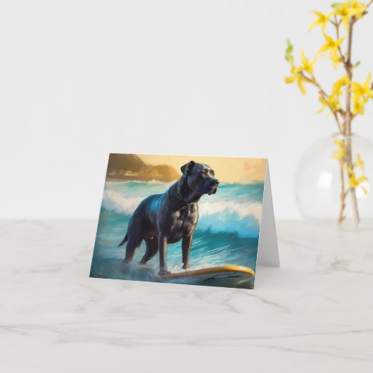 Cane Corso strand surfen schilderij Kaart (Gele Bloem)