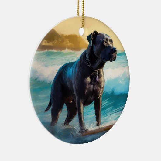 Cane Corso strand surfen schilderij Keramisch Ornament (Rechts)