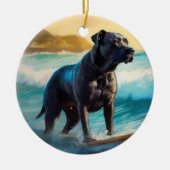 Cane Corso strand surfen schilderij Keramisch Ornament (Voorkant)
