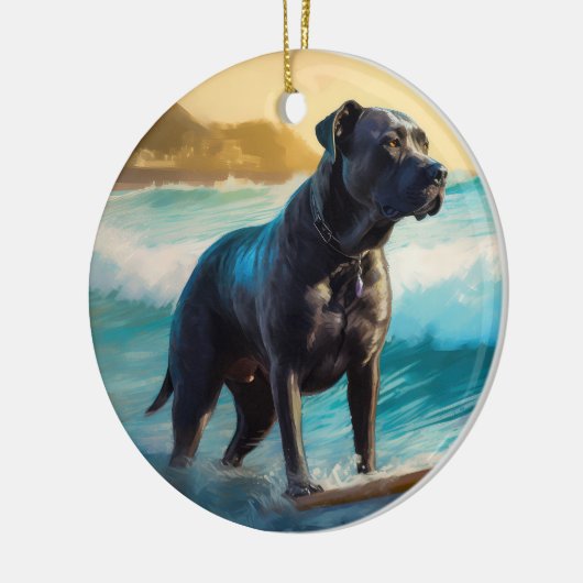 Cane Corso strand surfen schilderij Keramisch Ornament (Links)