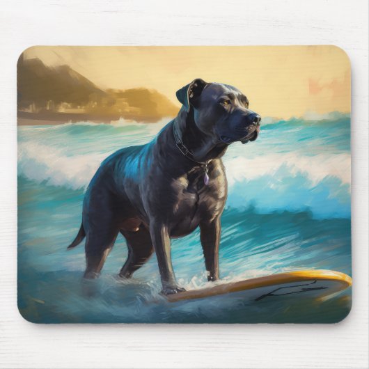 Cane Corso strand surfen schilderij Muismat (Voorkant)