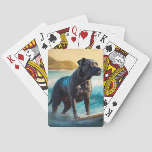 Cane Corso strand surfen schilderij Pokerkaarten