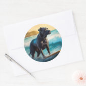 Cane Corso strand surfen schilderij Ronde Sticker (Envelop)