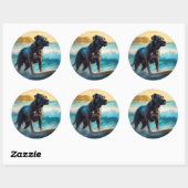 Cane Corso strand surfen schilderij Ronde Sticker (Vel)
