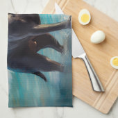 Cane Corso strand surfen schilderij Theedoek (Quarter Fold)