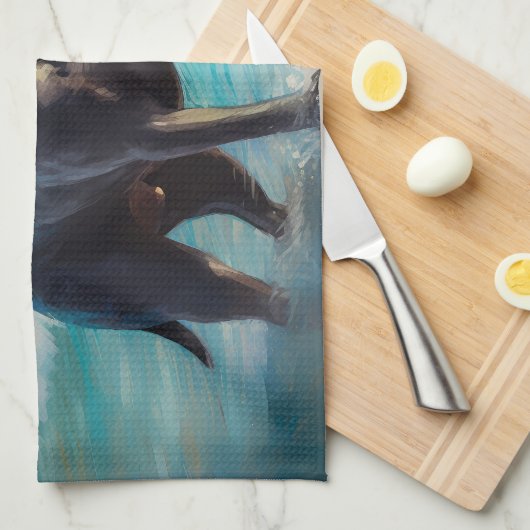 Cane Corso strand surfen schilderij Theedoek (Quarter Fold)