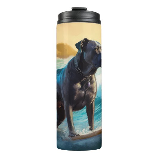 Cane Corso strand surfen schilderij Thermosbeker (Voorkant)