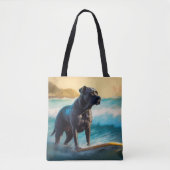 Cane Corso strand surfen schilderij Tote Bag (Voorkant)
