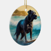 Cane Corso Strand Surfing Schilderij Keramisch Ornament (Rechts)