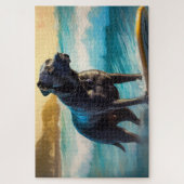 Cane Corso Strand Surfing Schilderij Legpuzzel (Verticaal)