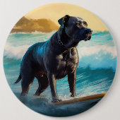 Cane Corso Strand Surfing Schilderij Ronde Button 6,0 Cm (Voorkant)