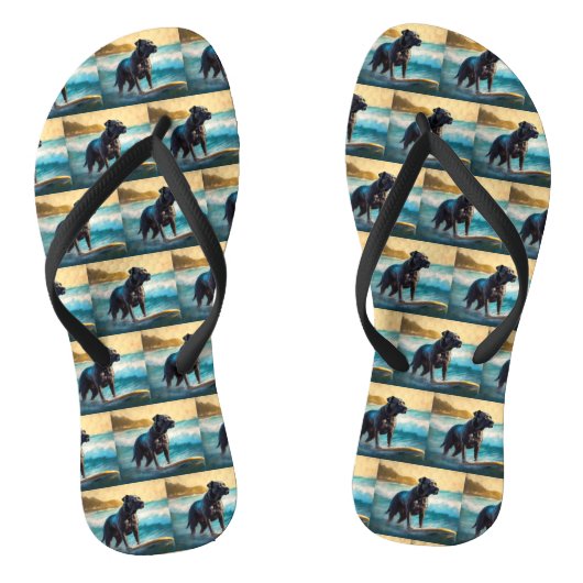 Cane Corso Strand Surfing Schilderij Teenslippers (Voetbed)