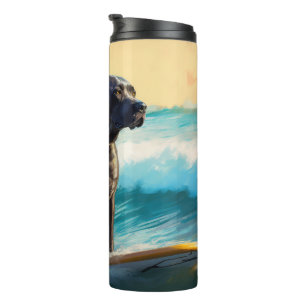 Cane Corso Strand Surfing Schilderij Thermosbeker