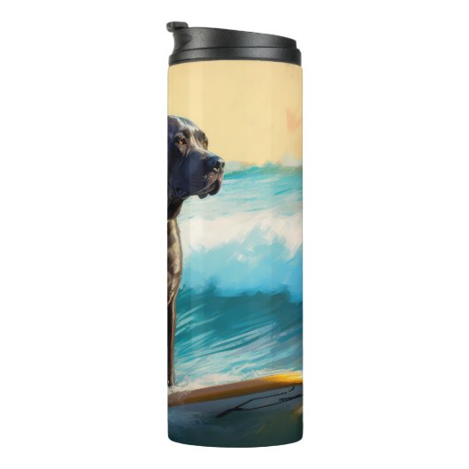 Cane Corso Strand Surfing Schilderij Thermosbeker (Geroteerd rechts)