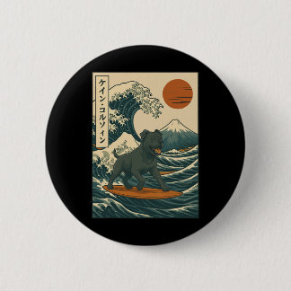Cane Corso Surfing Japanese Wave  Ronde Button 5,7 Cm