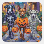 Cane Corso Trick-or-Treating in Halloween kostuums Vierkante Sticker (Voorkant)