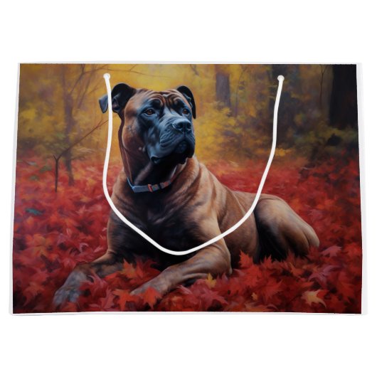 Cane Corso tussen vallende herfstbladeren inspiree Groot Cadeauzakje (Voorkant)