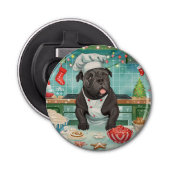 Cane Corso Vakantie Bakken: Feestelijke Kerst Button Flesopener (Voorkant)
