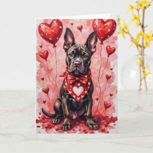 Cane Corso Valentijnsdag Hond Zittend met Harten R Kaart