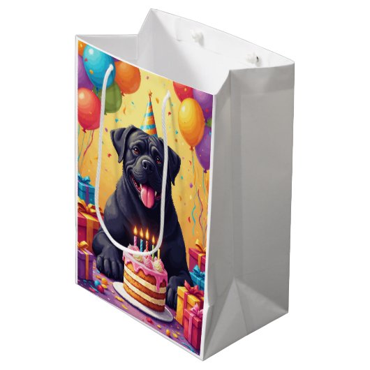 Cane Corso Verjaardagsfeest Medium Cadeauzakje (Voorkant Gekanteld)